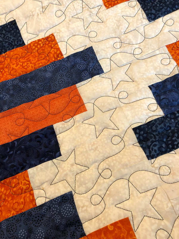 Twirling stars quilting pantograph, machine quilted by Amy Martin of Peaceful Quilts in Lafayette Indiana