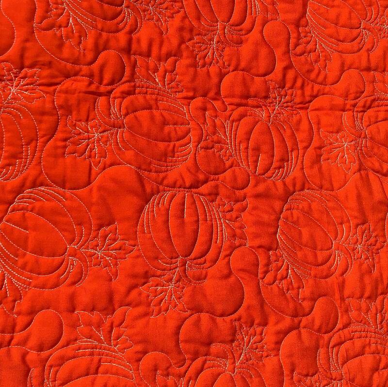 Pumpkins on the Vine quilting pantograph, machine quilted by Amy Martin of Peaceful Quilts in Lafayette Indiana